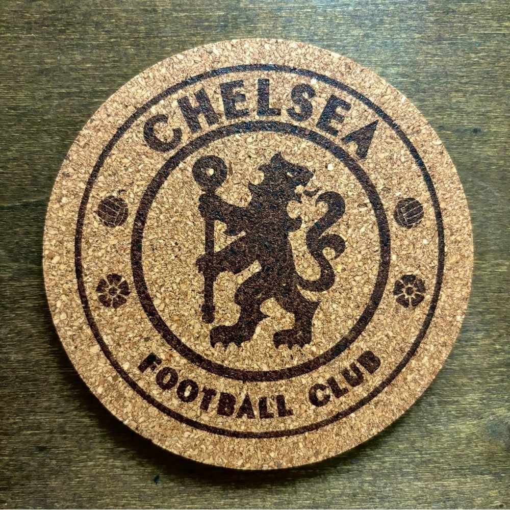 Chelsea Logo Laser Engraved Cork Coaster